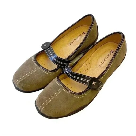 Naturalizer Mary Jane Leather Ballet Flats Round Toe Comfort Shoes Tan Brown 6 - Picture 7 of 16